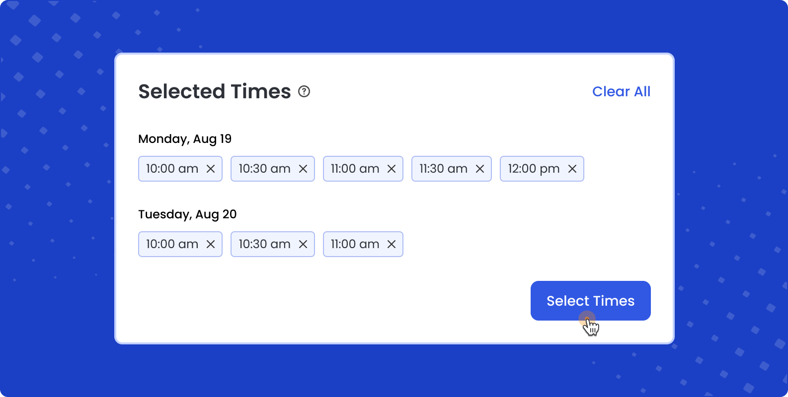 Select Specific Time Slots