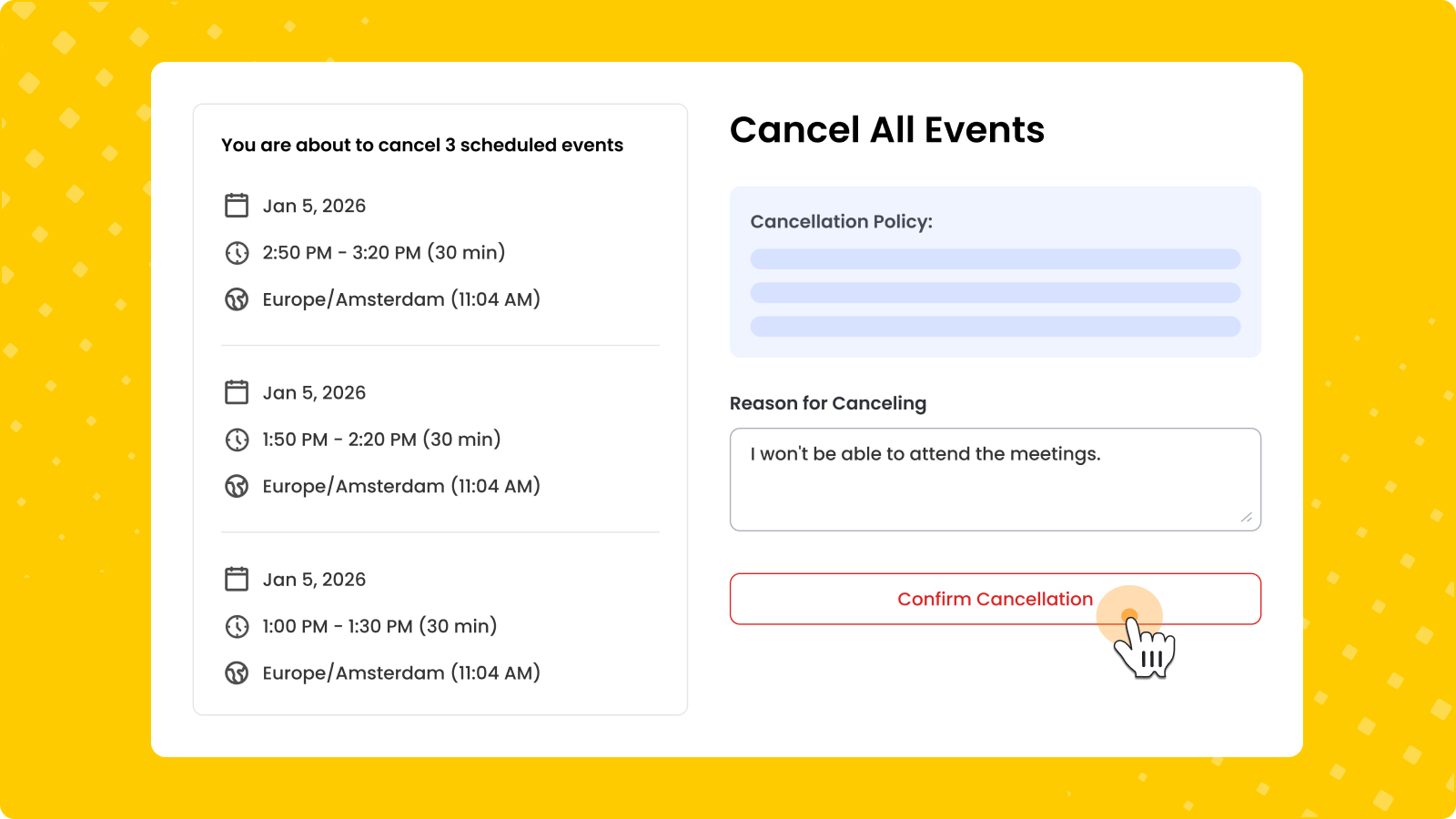 Cancel All Events in One Click