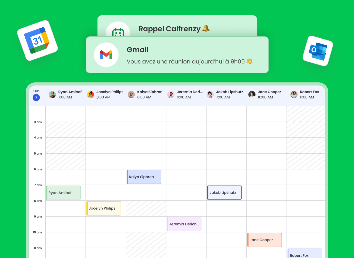 Setup screen for personalized meeting notifications and automated reminders in Calfrenzy.