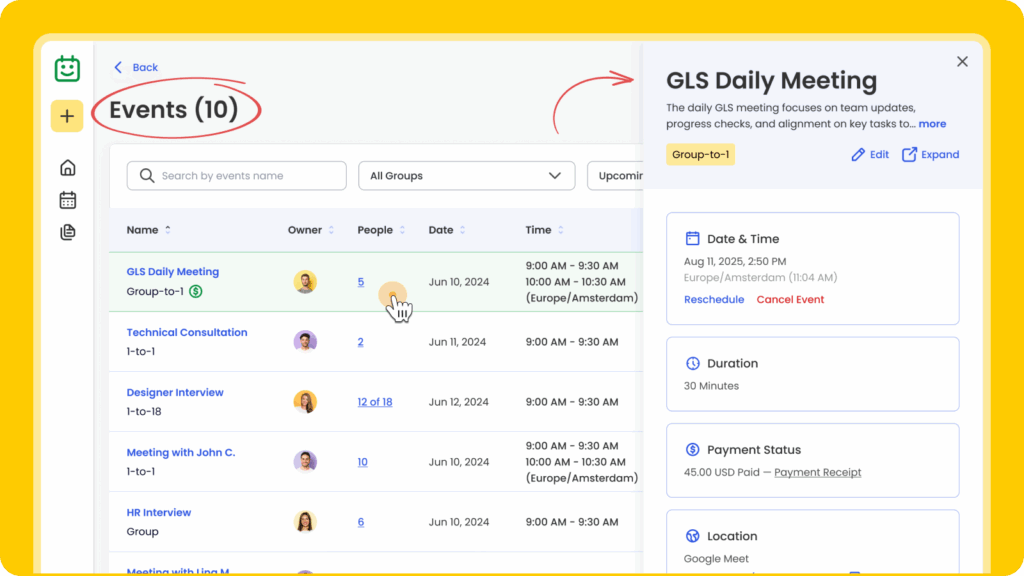 Instantly View Event Details from the Sidebar