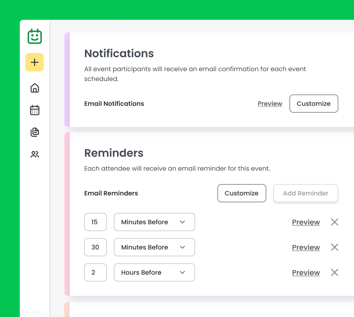 Automated reminders & notifications setup in Calfrenzy.