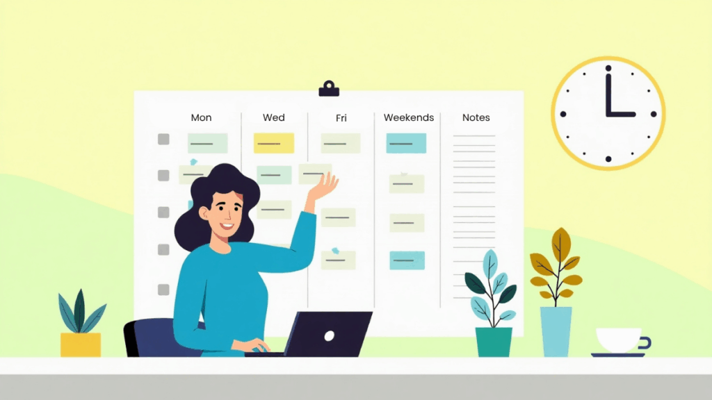 woman showing her schedule template