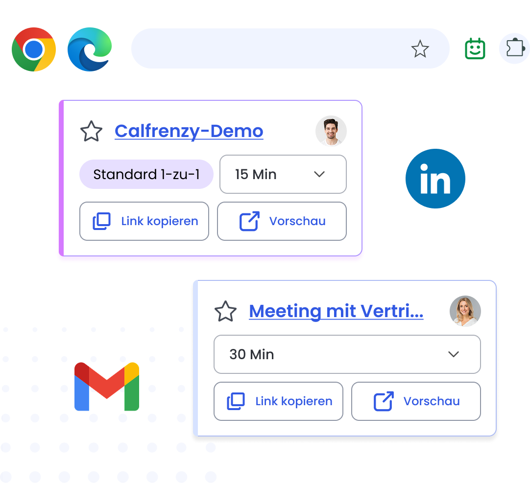 Calfrenzy-Erweiterung fügt Buchungslinks in Gmail-Nachrichten ein
