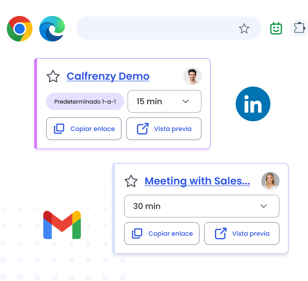 La extensión de Calfrenzy inserta enlaces de reserva en la ventana de redacción de Gmail