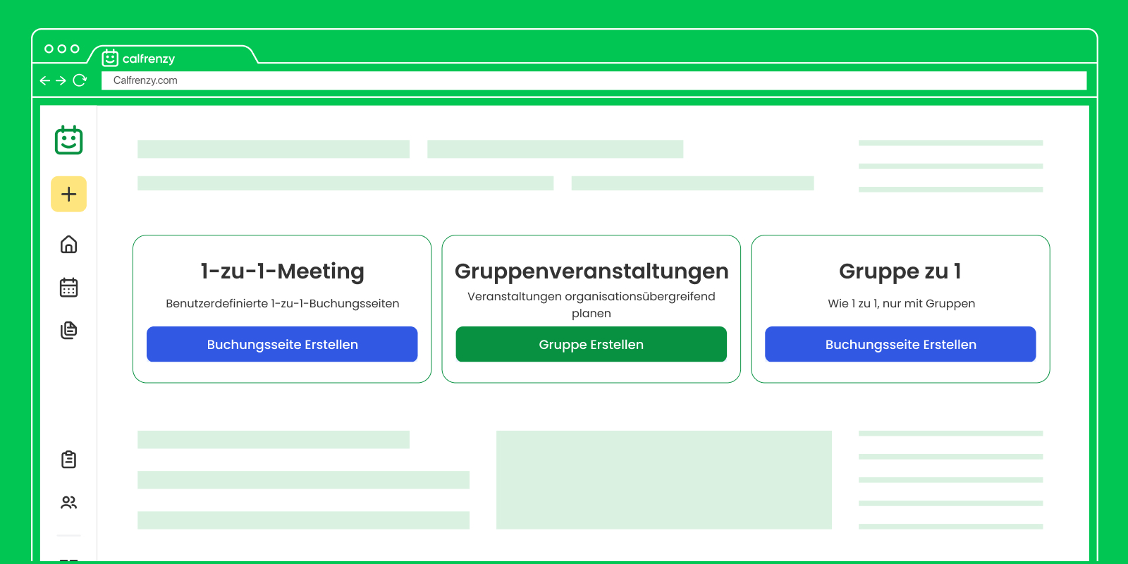 Überblick über Calfrenzys All-in-One-Terminlösung für kleine Unternehmen.