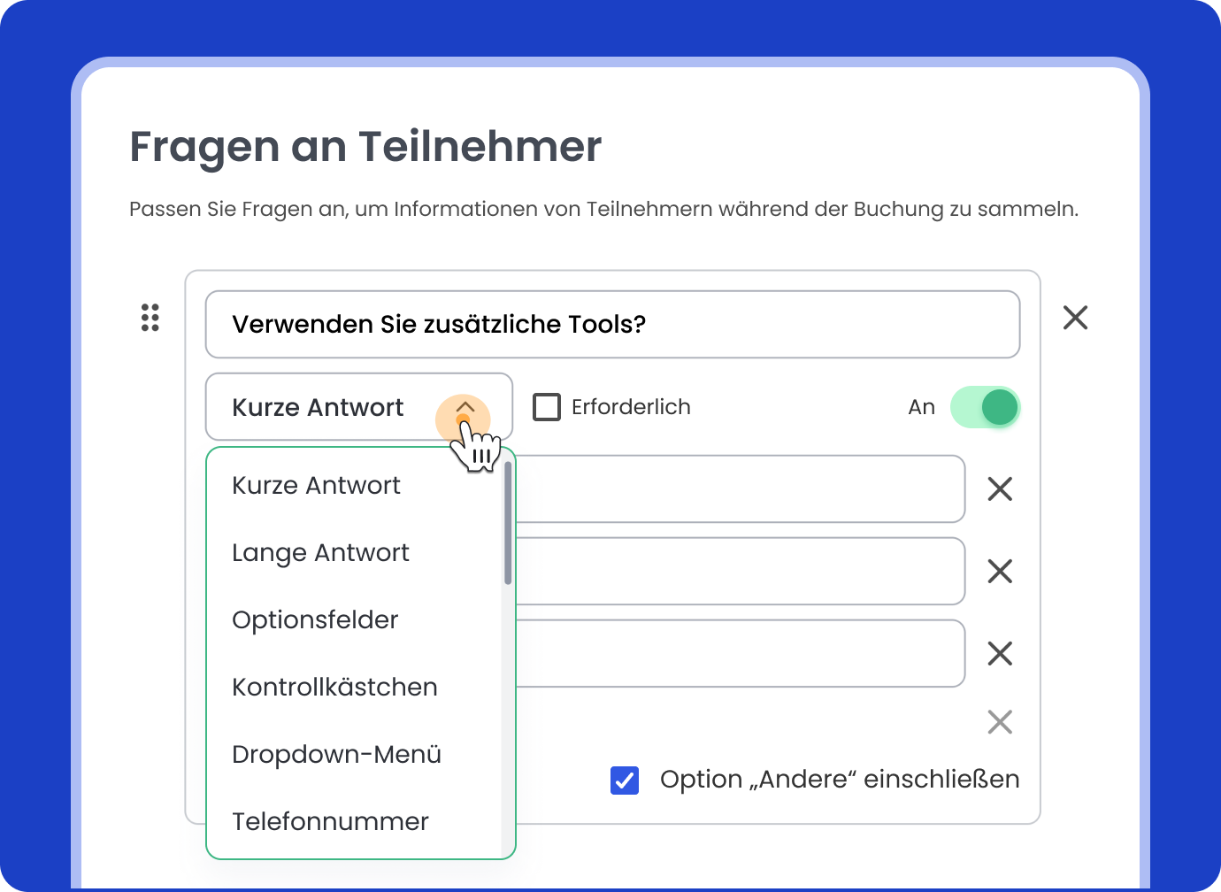 Fragen an Buchende