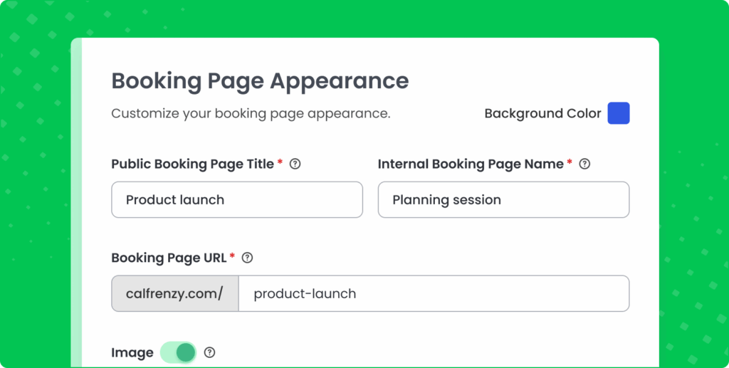 Popup window titled “Share Your One-off Booking Page.” Displays a booking link with a Copy Link button, email sharing options, “Copy Times” for emails, and social sharing icons including WhatsApp, Facebook, Telegram, and Messenger.