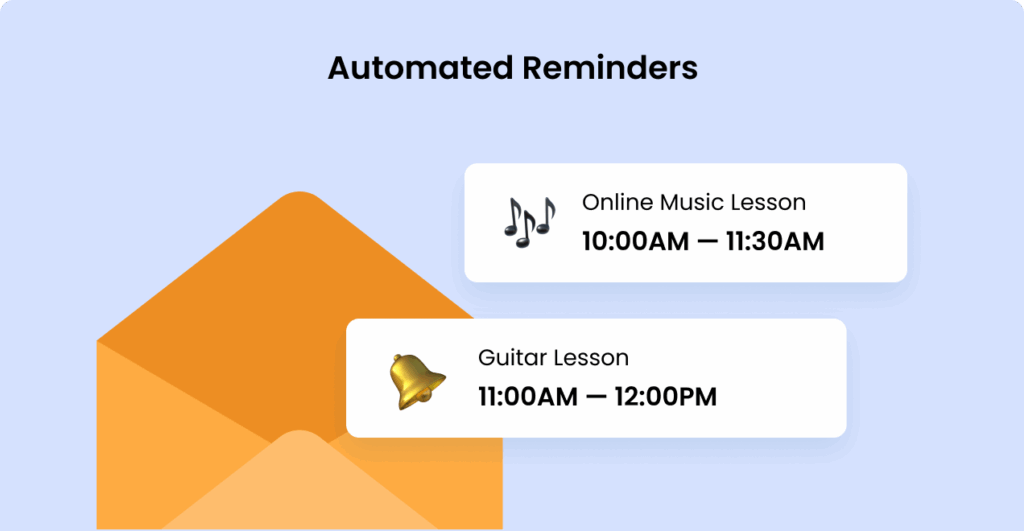 automated email reminders for online music lessons and guitar lessons