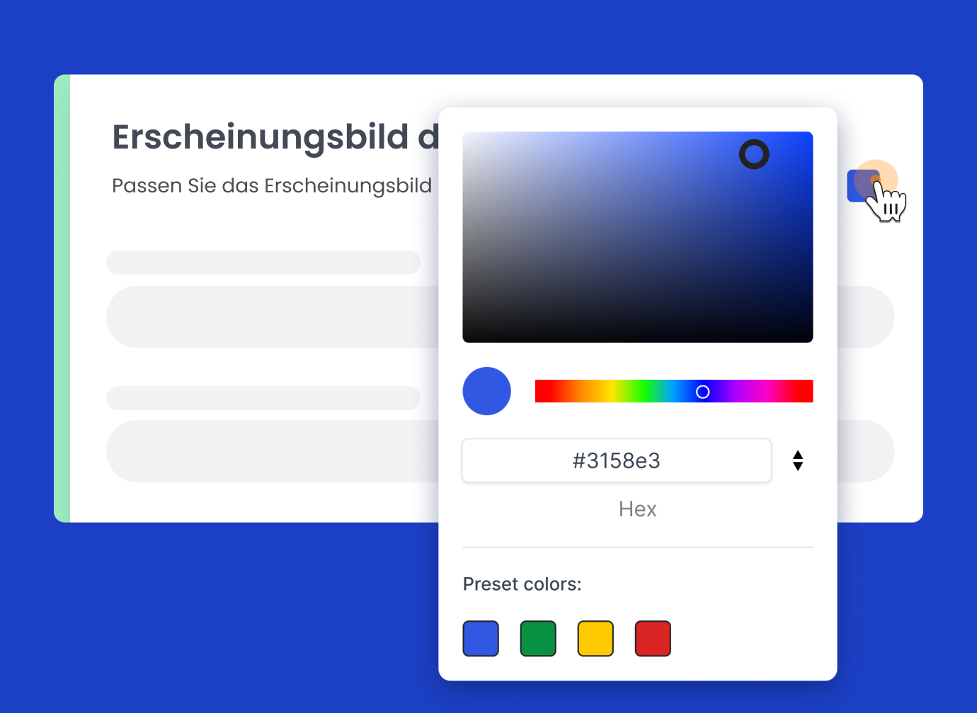 Optionen zur Anpassung von Buchungsseiten mit individuellen Farben, Bildern und Logos in Calfrenzy.