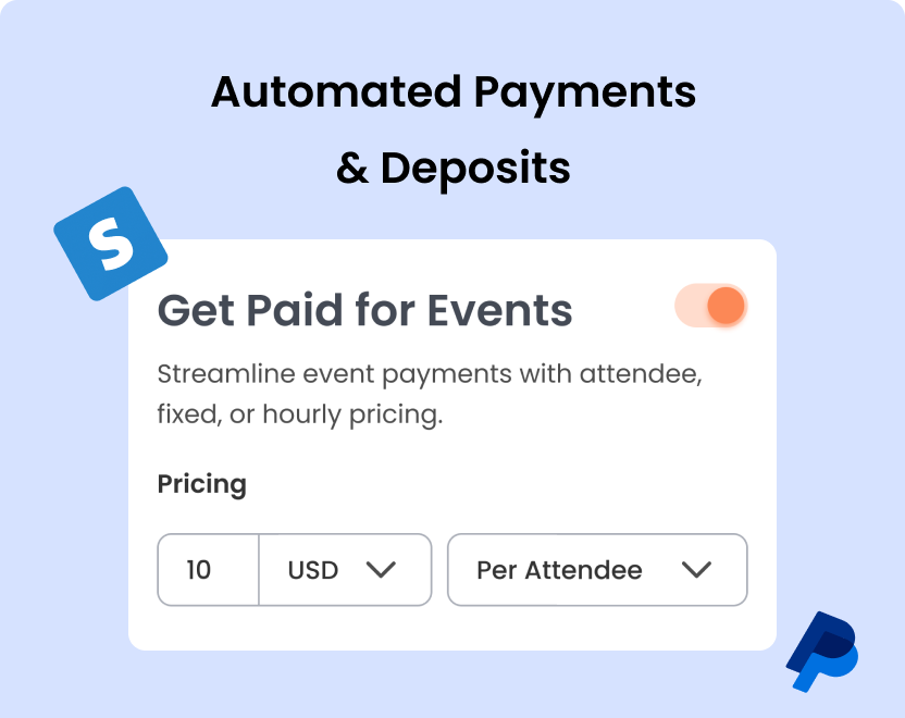 Fitness session payment and deposit setup using Calfrenzy.