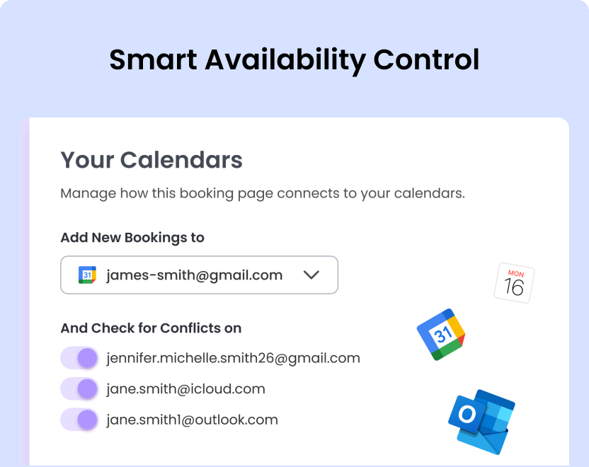Smart calendar sync and availability settings for trainers.