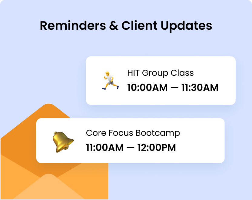 Automated fitness session reminders with class details.