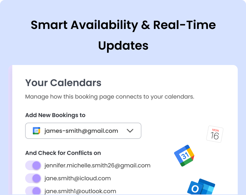tutor calendar syncing with Google Outlook and iCloud on scheduling app